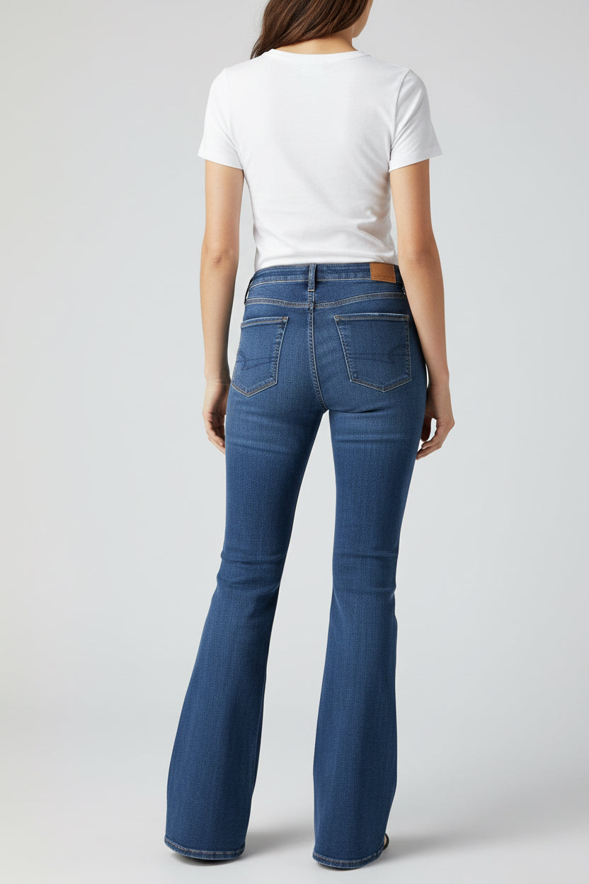 AMERICAN EAGLE SUPER HIGH RISE FLARE JEANS DE MUJER