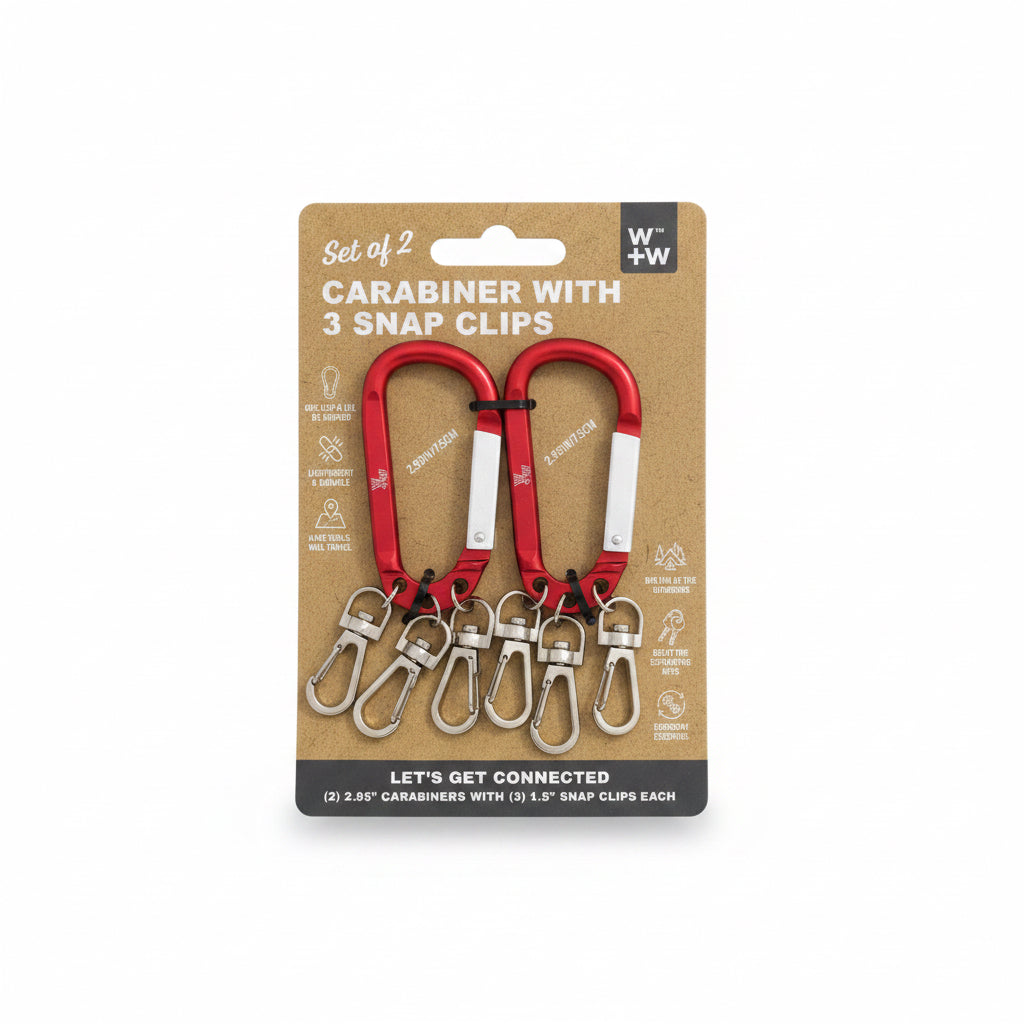 SET DE LLAVERO CARABINER WITH 3 SNAP CLIPS