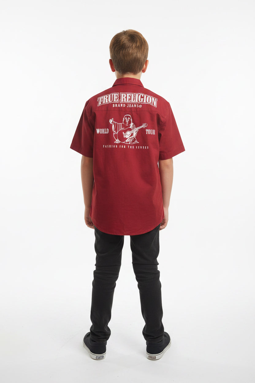 TRUE RELIGIÓN CAMISA VESTIR MANGA CORTA DE NIÑO