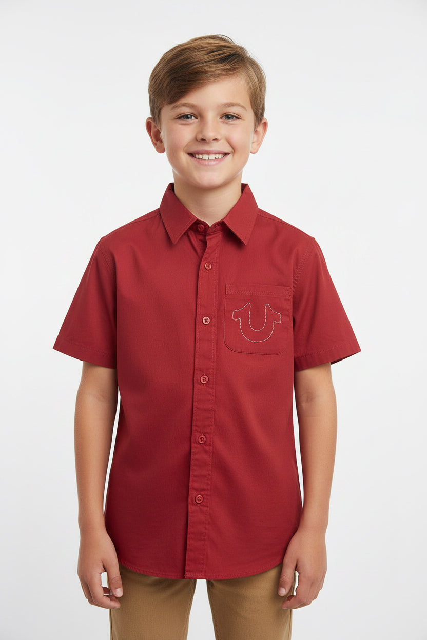 TRUE RELIGIÓN CAMISA VESTIR MANGA CORTA DE NIÑO
