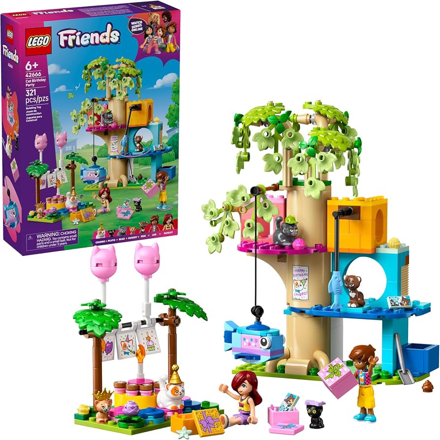 LEGO FRIENDS FIESTA DE CUMPLEAÑOS Y CASA DE ÁRBOL FELINA