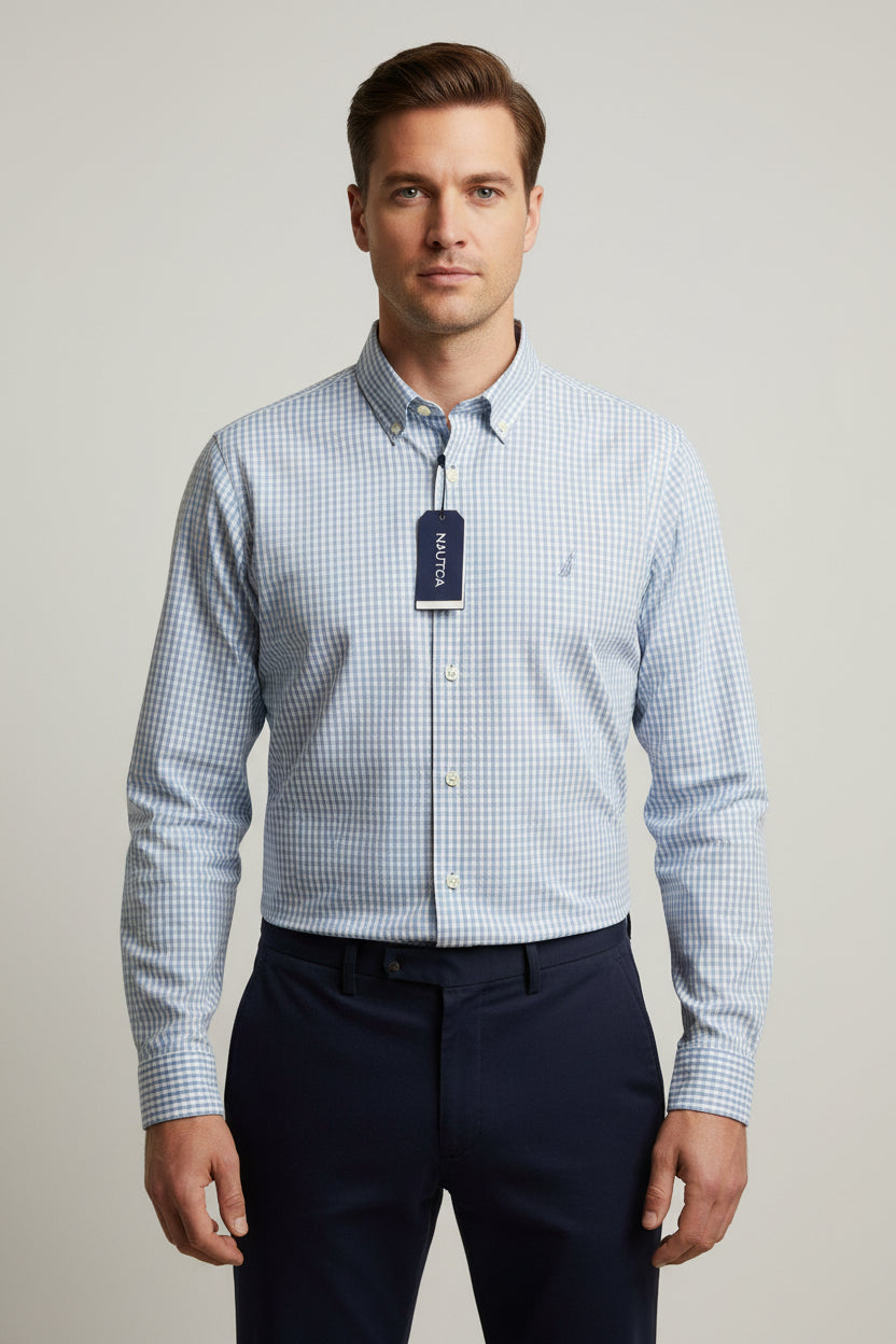 NAUTICA CAMISA VESTIR MANGA LARGA DE HOMBRE